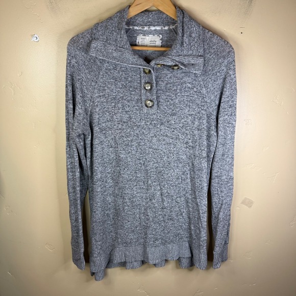 Saturday Sunday by Anthropologie Sweaters - Saturday Sunday‎ Anthro Gray Marled Knit Shawl Collar Button Pullover Sweater